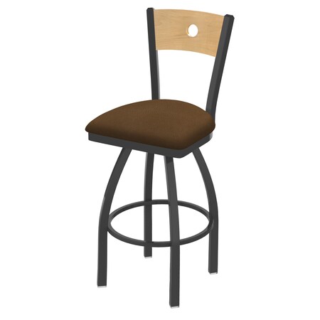 Holland Bar Stool Co 25" Swivel Counter Stool, Pewter Finish, Nat Back, Rein Thatch Seat 83025PWNatMplB026